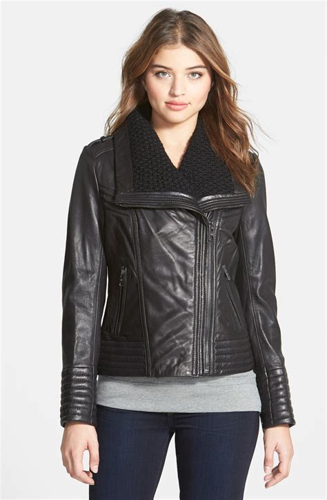 knit leather jacket michael kors|Michael Kors leather jacket women's.